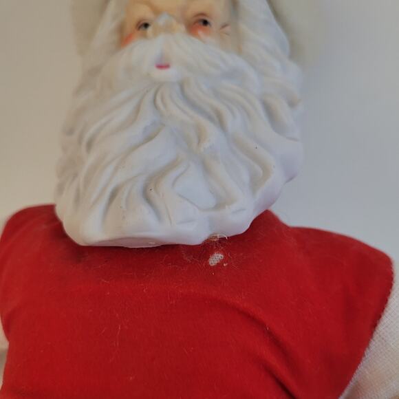 Vintage Porcelain Traditional Santa Claus Figure 16" Boots Toy Sack Holiday - Picture 11 of 14